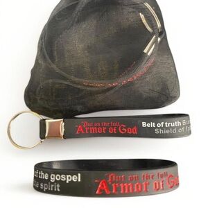 Black and Red Armor of God Bracelet and keychain bundle